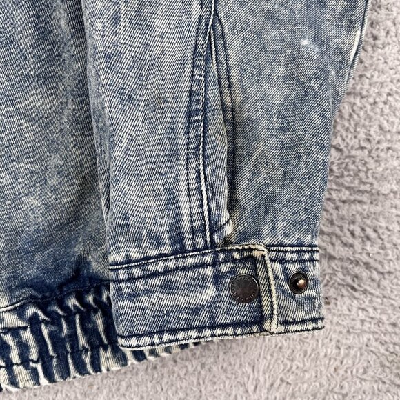 VTG Urban Equipment Jean Jacket Mens Distressed Bomber Sz Large - Picture 9 of 10